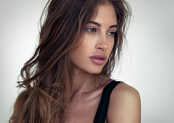 Beautiful, long hair, woman, brunette HD wallpaper