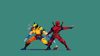 Deadpool X Wolverine 8 Bit Pixel Art, deadpool-and-wolverine, deadpool-3, deadpool, wolverine, superheroes, artwork, digital-art, 8-bit HD wallpaper