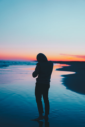 Sunset, Sea, Horizon, Dark, Silhouette, Privacy, Seclusion, Loneliness HD phone wallpaper