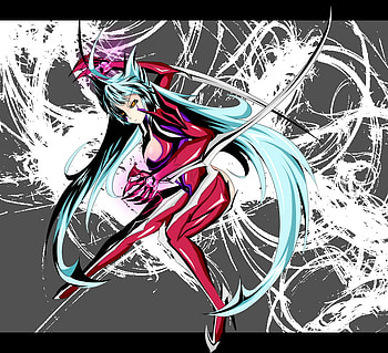 Masane's 2nd Transformation, yellow eyes, amaha masane, long hair, bodysuit, anime, aqua hair, body suit, masane amaha, masane, witchblade, blades, female HD wallpaper