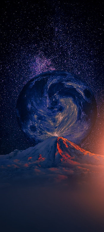 Space, atmosphere, trending, planet, bluesky, best, clouds, imagination, mountain, blue, purple, graphy, blue space HD phone wallpaper