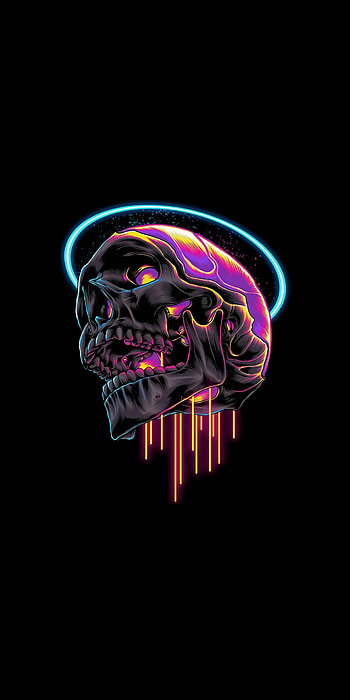 Drip Skull, electric blue, art HD phone wallpaper