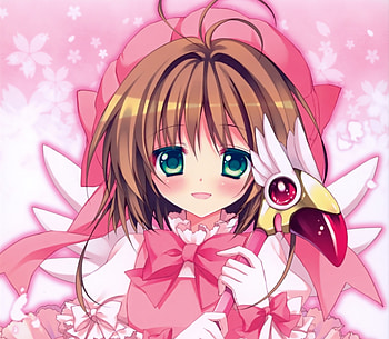 Stick, pink dress, Sakura Kinomoto HD wallpaper