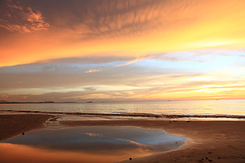 Nature, Sunset, Sea, Beach, Horizon, Coast HD wallpaper
