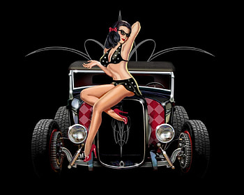 Kool Hot Rod, rod art, girl, hot rod, street rod HD wallpaper