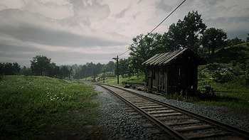 Rails Through the Prairie — Red Dead Redemption 2 Ultra, railroad, field, video game, Red Dead Redemption 2 HD wallpaper