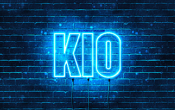 Happy Birtay Kio, , blue neon lights, Kio name, creative, Kio Happy Birtay, Kio Birtay, popular japanese male names, with Kio name, Kio HD wallpaper