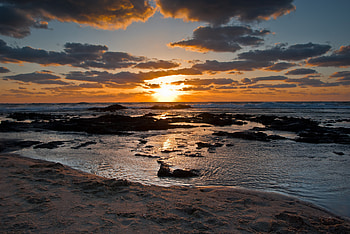 Landscape, Nature, Sunset, Sea, Shore, Bank HD wallpaper