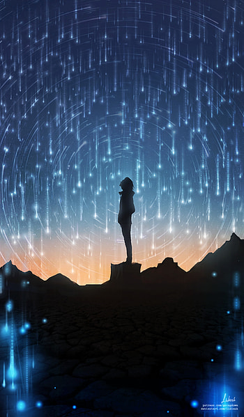 Art, Stars, Dark, Silhouette, Starry Sky HD phone wallpaper