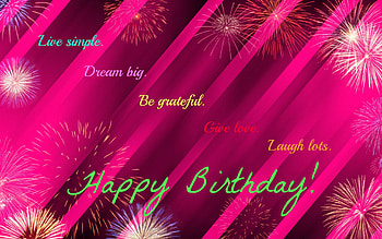 Happy Birtay!, fireworks, stripes, word, pink, by cehenot, happy birtay, rainbow HD wallpaper