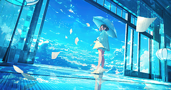 When Sky Is Near, honkai-impact, anime-girl, anime, umbrella, artist, artwork, digital-art, pixiv HD wallpaper
