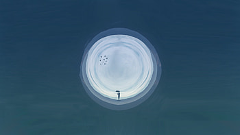 Digital art, man with umbrella, circle HD wallpaper