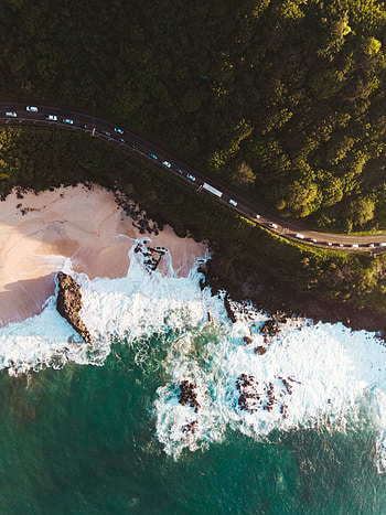 Aerial view, road along road, nature HD phone wallpaper