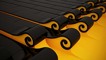 Yellow-And-Black-Art-Spirals-Full-Screen- HD wallpaper