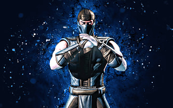 Classic Sub-Zero, , blue neon lights, Mortal Kombat Mobile, fighting games, MK Mobile, creative, Mortal Kombat, Classic Sub-Zero Mortal Kombat HD wallpaper
