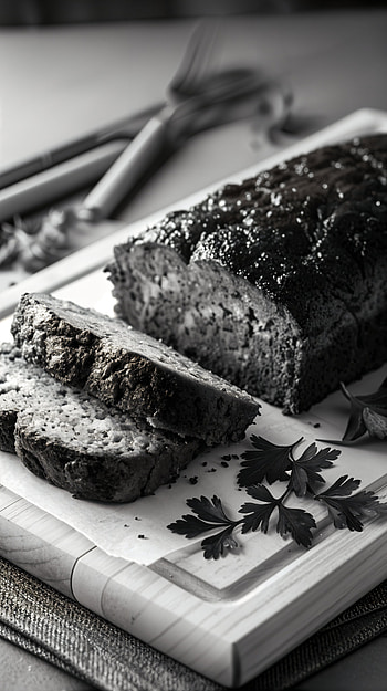 Meatloaf Delight: A Savory , sliced, food, Black & White, cooking HD phone wallpaper