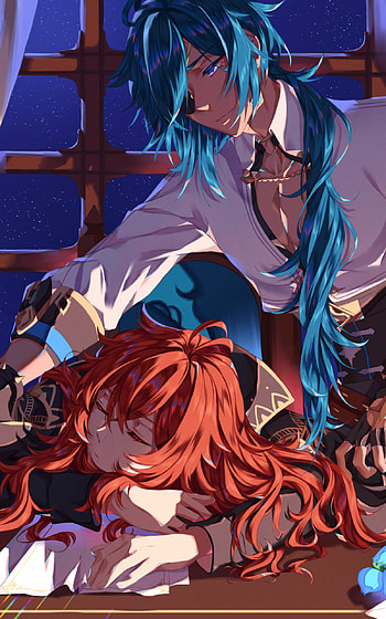 Embers & Ice: Diluc & Kaeya — Genshin Impact, Diluc (Genshin Impact), video game, Genshin Impact HD phone wallpaper