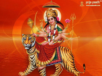 maa durga 6, god, tiger, color, red HD wallpaper