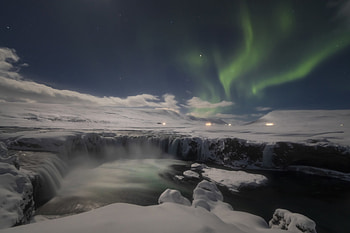 Aurora Borealis Over Goðafoss Waterfall – Stunning Iceland Nature, Iceland, aurora borealis, nature, Goðafoss HD wallpaper