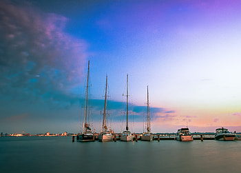 Boat, sunset, sky, sea HD wallpaper