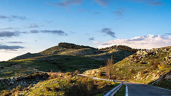 Nature, Grass, Sky, Road, Markup HD wallpaper