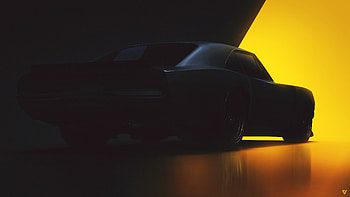 Dodge Yellow Rising Digital Art 4t, dodge, cars, artist, artwork, digital-art, deviantart HD wallpaper