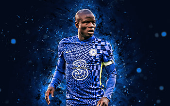 NGolo Kante, , 2022, Chelsea FC, blue neon lights, french footballers, Premier League, soccer, NGolo Kante Chelsea, football, NGolo Kante HD wallpaper