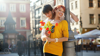 Happy Couple., Yellow, White, Love, Smile HD wallpaper