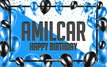 Happy Birtay Amilcar, Birtay Balloons Background, Amilcar, with names, Amilcar Happy Birtay, Blue Balloons Birtay Background, Amilcar Birtay HD wallpaper