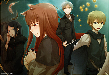 Spice and Wolf, feathers, bird, lawrence kraft, dianna rubens, dian rubens, horo, wolfgirl, wolf, wolf girl, fermi amati, wheat, holo HD wallpaper