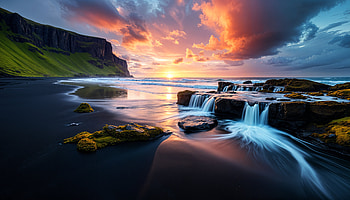 Iceland Serenity: Ultra, Iceland, beach, waterfall, ocean HD wallpaper