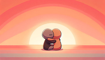 Warm Embrace - Sunset Hug, hug, love, embrace, illustration HD wallpaper