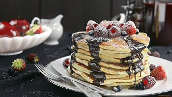 Scrumptious pancakes, Sweet syrup, Mouth-watering breakfast, Food HD wallpaper