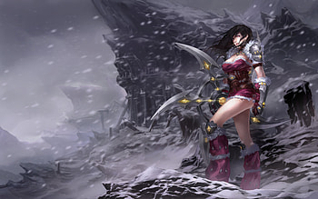Warrior Girl In Snow Wind Storm, artist, artwork, digital-art, fantasy-girls, warrior HD wallpaper