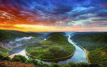 Landscape, Rivers, Sky, Art HD wallpaper