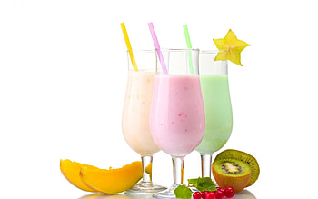 Shakes, cocktail, glass, fruits, drinks, food HD wallpaper