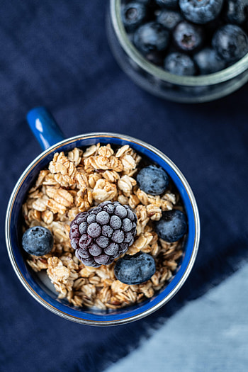 Food, Bilberries, Blackberry, Cup, Breakfast, Oatmeal HD phone wallpaper