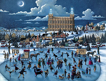 Olsen Park, winter, skating, north carolina, people, wilmington, usa, artwork, painting, snow, victorian, ice HD wallpaper