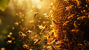 Honeybee Hive in Golden Light -, Beehive HD wallpaper