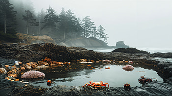 Tide Pool Serenity: A Stunning Ultra, tide pool, crab HD wallpaper
