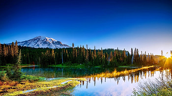 Morning view, hills, scene, morning, landscape, , dusk, sunrise, lake, dawn, reflection, nature, mountains, wildlierness, forest, sunset HD wallpaper