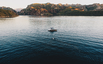 Nature, Mountains, Sea, Lake, Boat HD wallpaper
