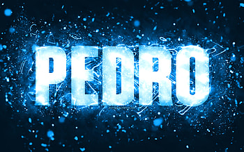 Happy Birtay Pedro, , blue neon lights, Pedro name, creative, Pedro Happy Birtay, Pedro Birtay, popular american male names, with Pedro name, Pedro HD wallpaper