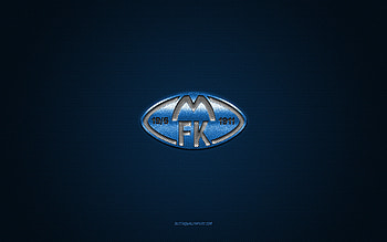 Molde FK, Norwegian football club, blue logo, blue carbon fiber background, Eliteserien, football, Molde, Norway, Molde FK logo HD wallpaper