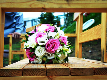 Wedding Bouquet, roses, mix colors, beautiful, flowers HD wallpaper