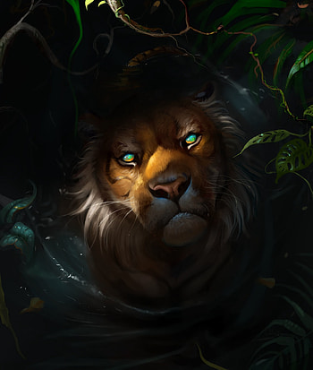 Art, Dark, Muzzle, Lion, Predator, Sight, Opinion HD phone wallpaper