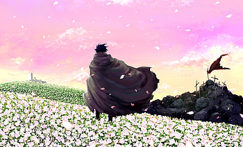 The Graveyard, nia, sword, kamina, simon, anime, mecha, ruins, flowers, graveyard, tengen toppa gurren lagann HD wallpaper