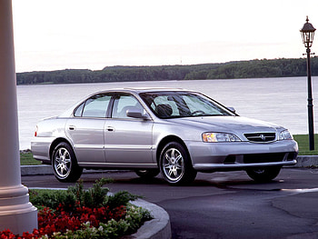 Auto, Nature, Water, Trees, Grass, Acura, Cars, Asphalt, Flower Bed, Flowerbed, Side View, Style, Akura, Tl, Silver Metallic, 1999, Column HD wallpaper
