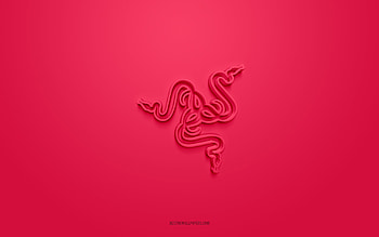 Razer 3d logo, pink background, 3d art, Razer emblem, Razer logo, creative 3d art, Razer, pink Razer logo HD wallpaper