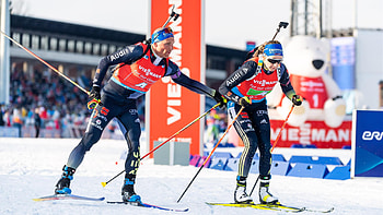 Erik Lesser and Franziska Preuss, Biathlon HD wallpaper